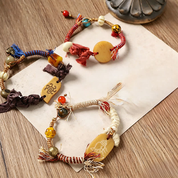 Buddha Stones Pulsera de la paz de cuerda trenzada con el personaje de Bone Fu - image 9