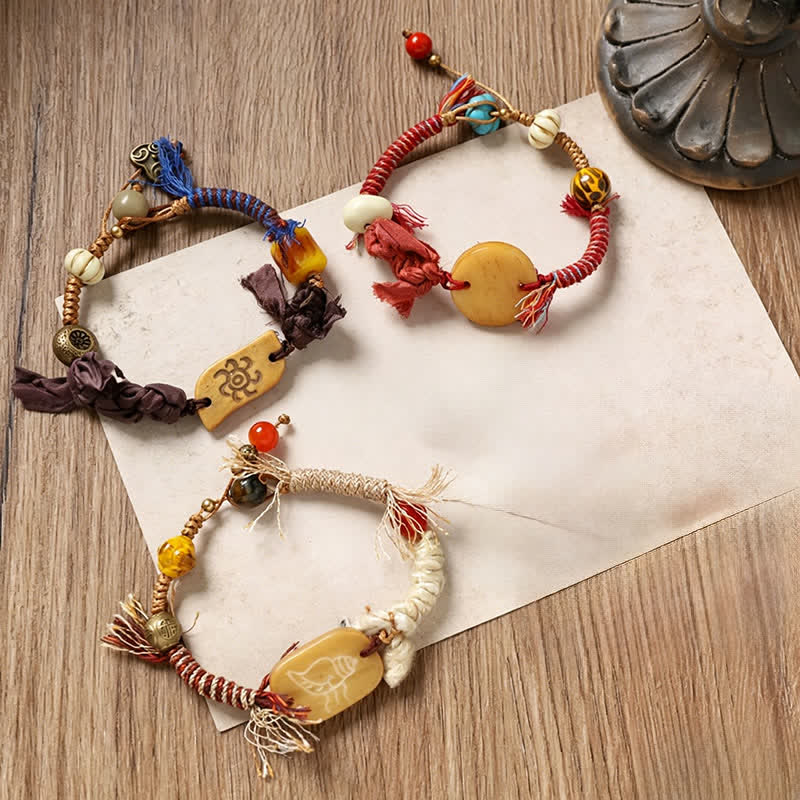 Buddha Stones Pulsera de la paz de cuerda trenzada con el personaje de Bone Fu - image 10
