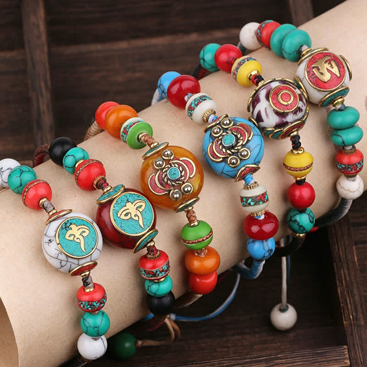 Buddha Stones Pulsera de amor de cuerda trenzada de turquesa y ámbar tibetano - image 19