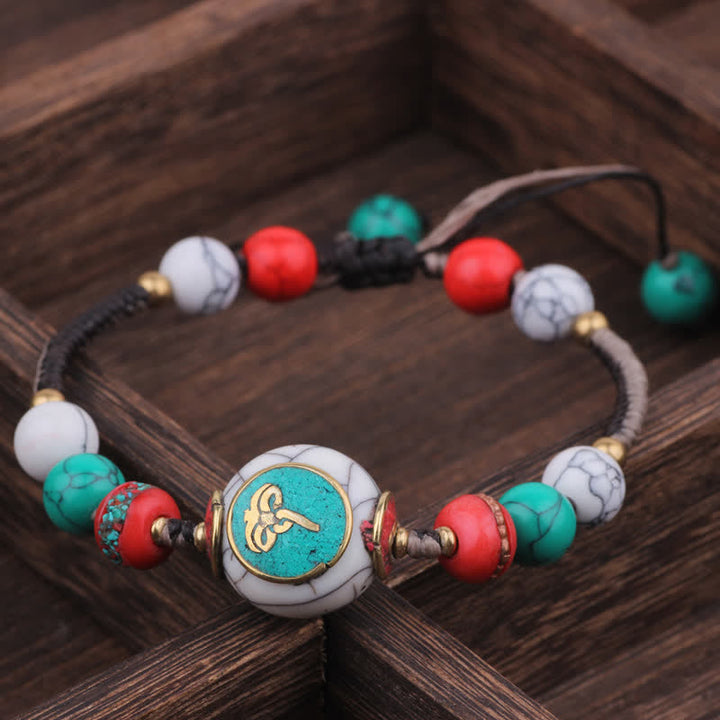 Buddha Stones Pulsera de amor de cuerda trenzada de turquesa y ámbar tibetano - Cuerda redonda turquesa, negra y blanca (circunferencia de la muñeca: 15-21 cm) - image 13
