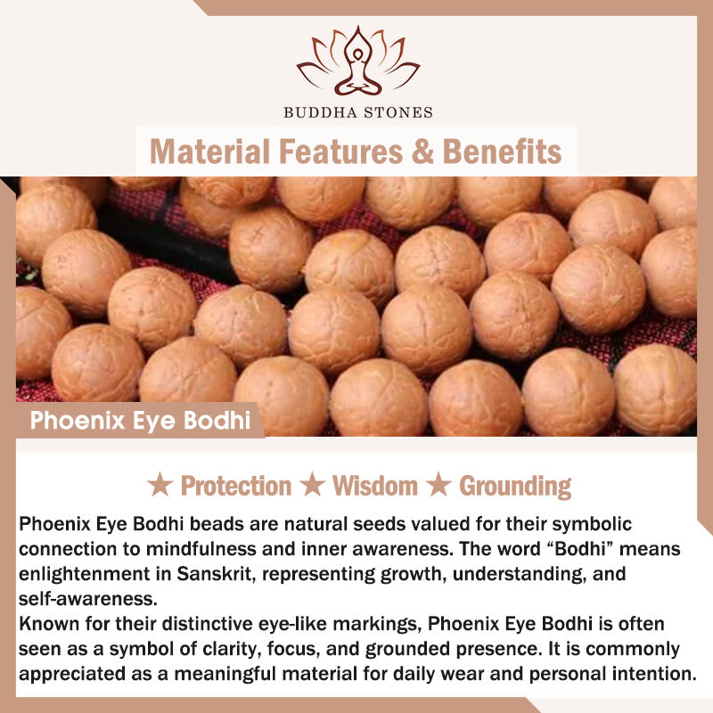 Buddha Stones Mala étnica tallada a mano con el símbolo del ojo de fénix y la sabiduría de Bodhi - image 4