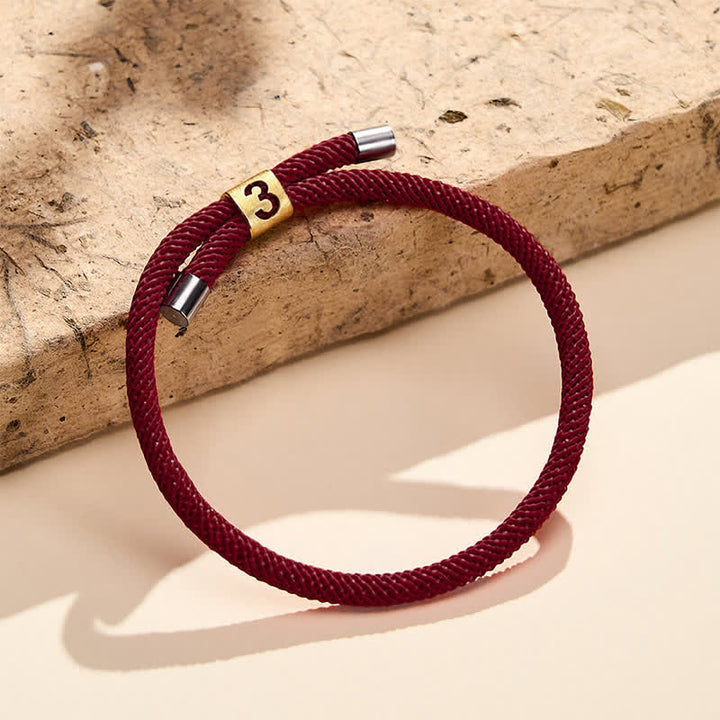 Buddha Stones Pulsera protectora ajustable con números angelicales de un solo dígito - Cuerda de color rojo oscuro (circunferencia de la muñeca: 15-23 cm) - 3 - image 40