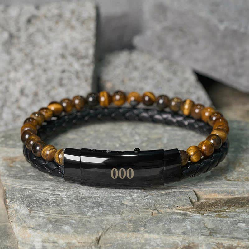 Buddha Stones Pulsera de cuero con doble vuelta con números de ángel y ojo de tigre - Ojo de tigre (circunferencia de la muñeca: 18-19 cm) - 000 - image 39