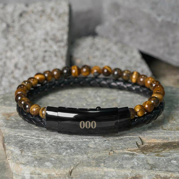 Buddha Stones Pulsera de cuero con doble vuelta con números de ángel y ojo de tigre - Ojo de tigre (circunferencia de la muñeca: 18-19 cm) - 000 - image 39