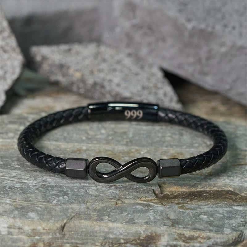 Buddha Stones Pulsera de cuero con el símbolo del infinito y números angelicales - image 35
