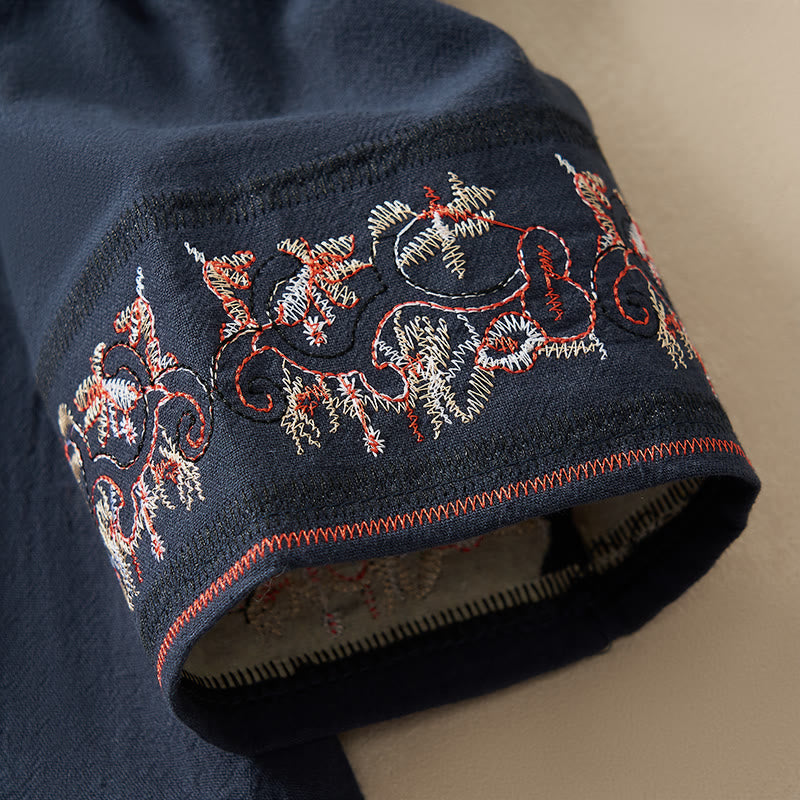 Camisa de mujer informal con cuello inclinado, tirantes y flores bordadas con Buddha Stones. - image 23