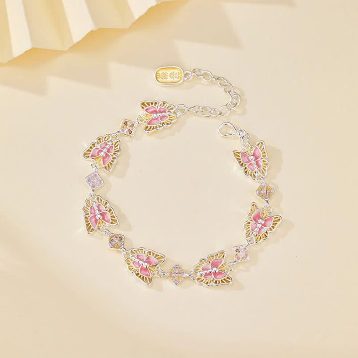 Buddha Stones Pulsera de cobre con mariposa esmaltada "Libertad" - Rosa (circunferencia de la muñeca: 15–20 cm) - image 0