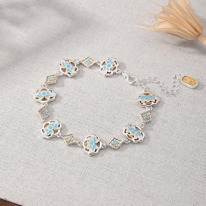 Buddha Stones Pulsera de cobre esmaltada con diseño floral de loto "Nuevo Comienzo" - Azul (circunferencia de la muñeca: 17–22 cm) - image 2