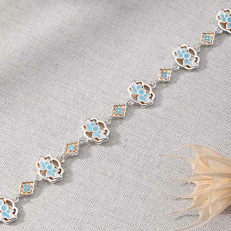 Buddha Stones Pulsera de cobre esmaltada con diseño floral de loto "Nuevo Comienzo" - image 3