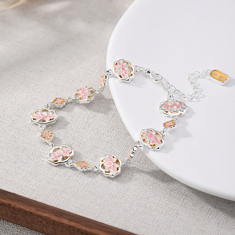 Buddha Stones Pulsera de cobre esmaltada con diseño floral de loto "Nuevo Comienzo" - Rosa (circunferencia de la muñeca: 17–22 cm) - image 0