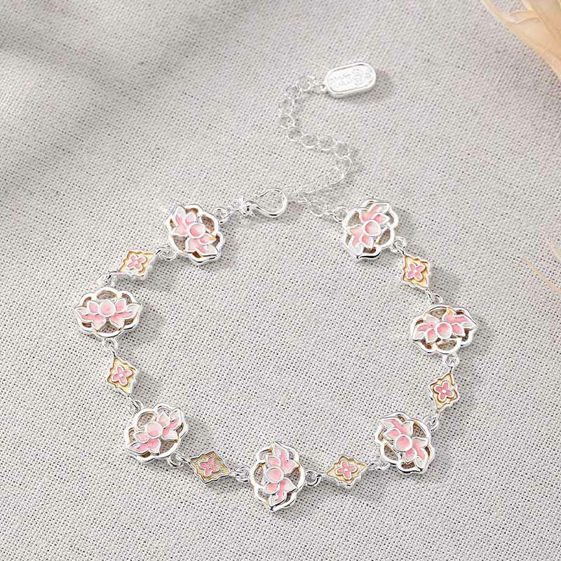 Buddha Stones Pulsera de cobre esmaltada con diseño floral de loto "Nuevo Comienzo" - image 1