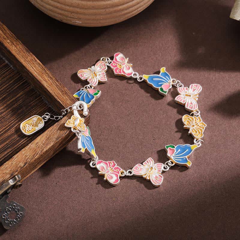 Buddha Stones Pulsera ajustable de mariposa con esmalte de cobre y amor - image 2