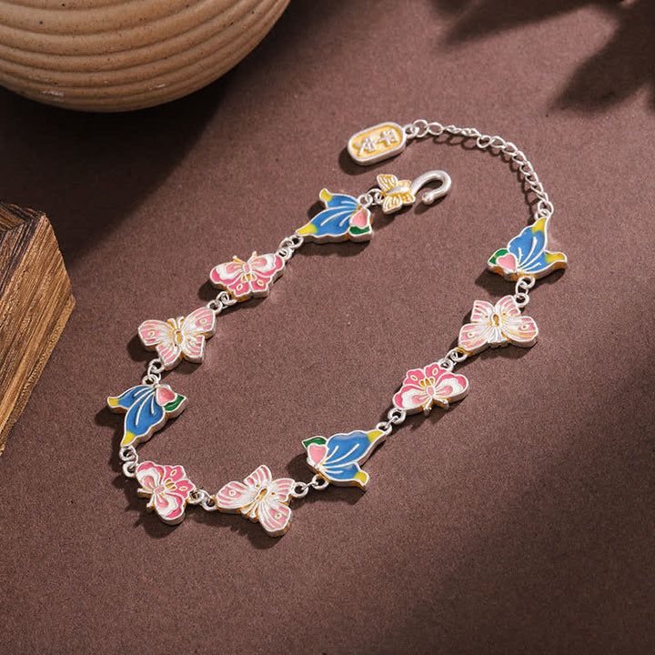 Buddha Stones Pulsera ajustable de mariposa con esmalte de cobre y amor - image 1