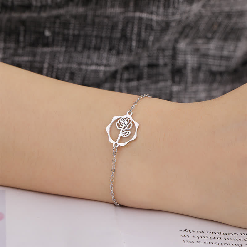 Buddha Stones Pulsera de acero de titanio con flor de nacimiento, nuevo comienzo - image 3