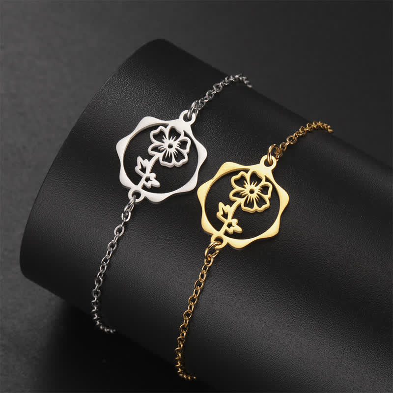 Buddha Stones Pulsera de acero de titanio con flor de nacimiento, nuevo comienzo - image 18