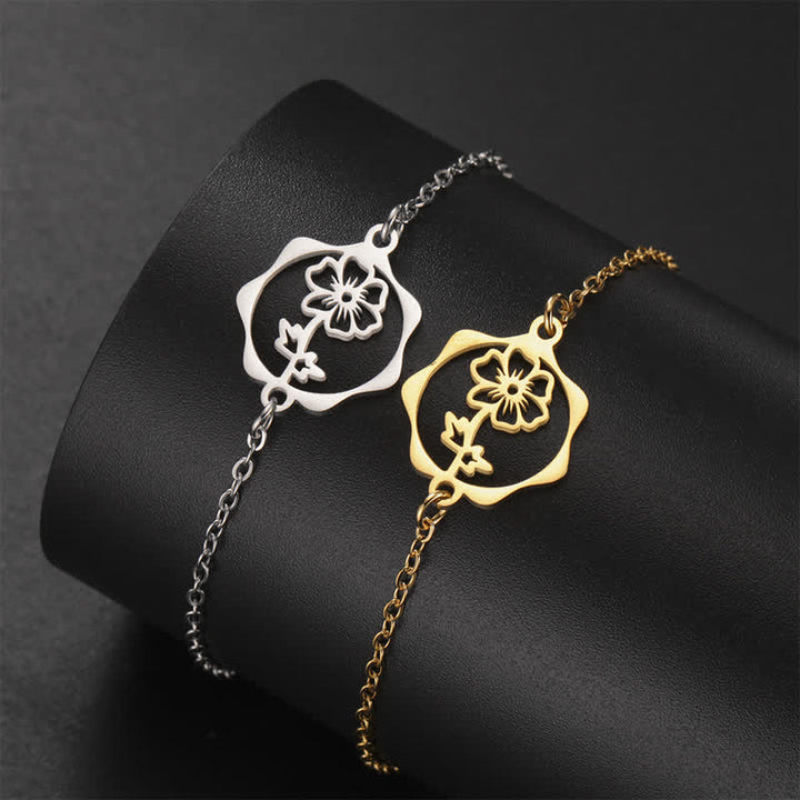 Buddha Stones Pulsera de acero de titanio con flor de nacimiento, nuevo comienzo - image 18