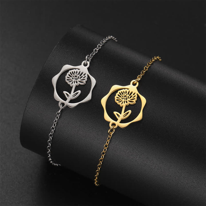 Buddha Stones Pulsera de acero de titanio con flor de nacimiento, nuevo comienzo - image 9