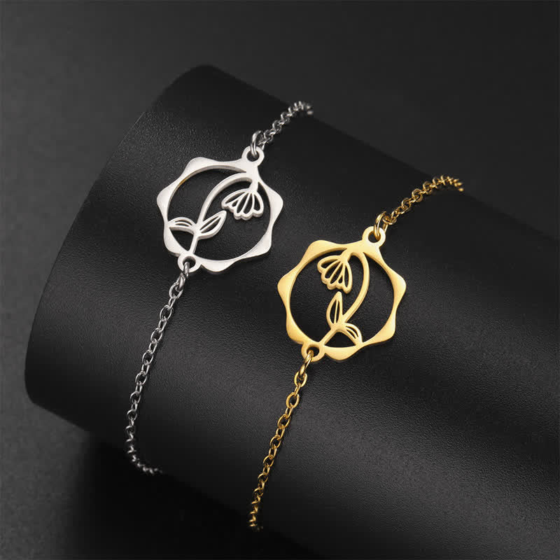 Buddha Stones Pulsera de acero de titanio con flor de nacimiento, nuevo comienzo - image 12