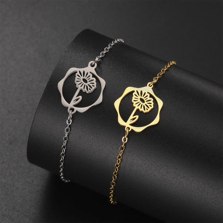 Buddha Stones Pulsera de acero de titanio con flor de nacimiento, nuevo comienzo - image 15