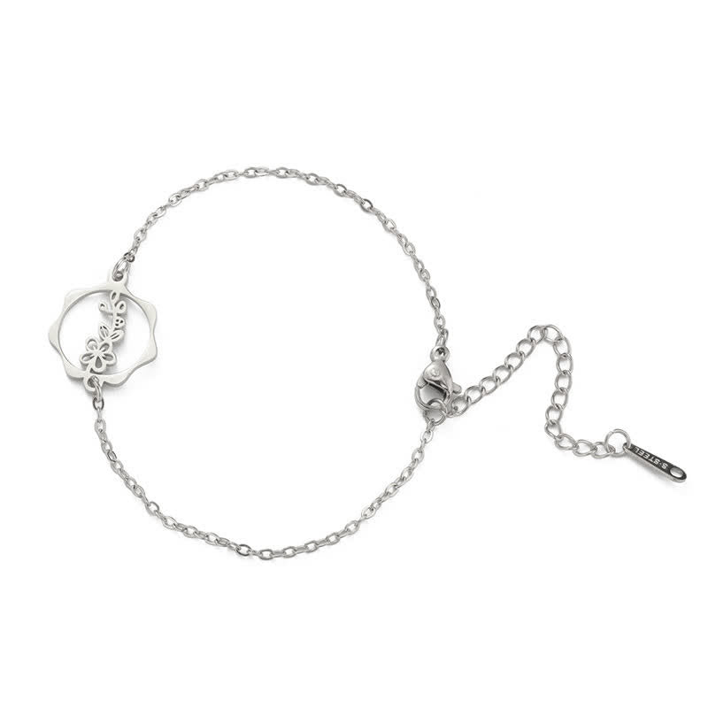 Buddha Stones Pulsera de acero de titanio con flor de nacimiento, nuevo comienzo - Flor de espino blanco - Acero de titanio plateado - image 25