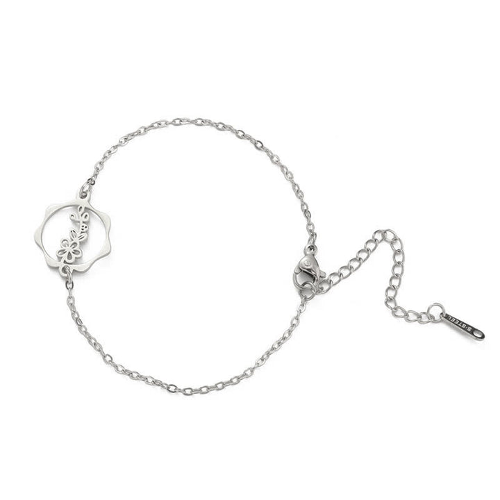 Buddha Stones Pulsera de acero de titanio con flor de nacimiento, nuevo comienzo - Flor de espino blanco - Acero de titanio plateado - image 25