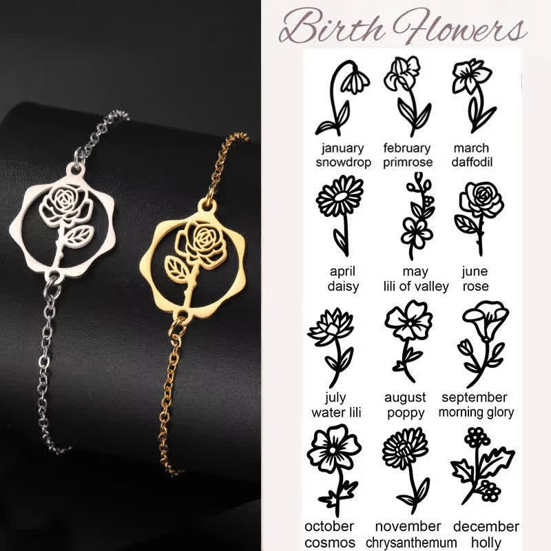 Buddha Stones Pulsera de acero de titanio con flor de nacimiento, nuevo comienzo - image 36
