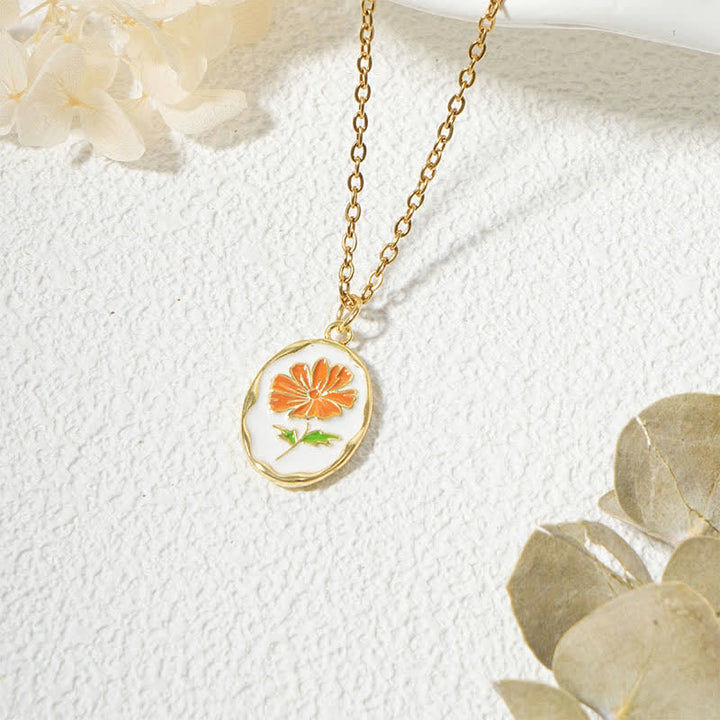 Buddha Stones Collar con colgante de acero de titanio con forma de flor de nacimiento. - Cosmos - Acero de titanio dorado - image 21