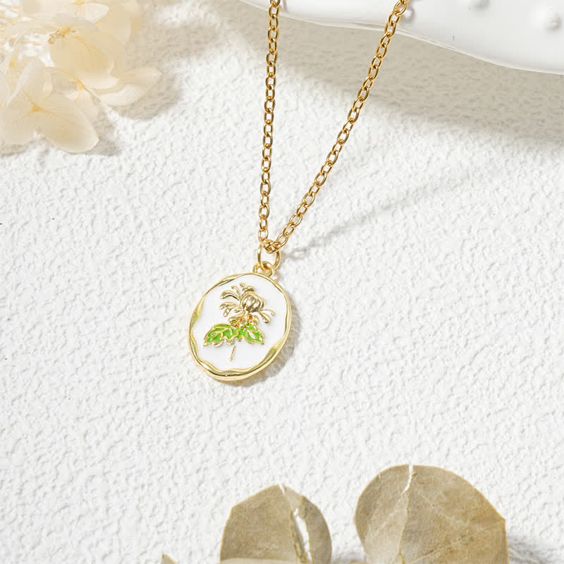 Buddha Stones Collar con colgante de acero de titanio con forma de flor de nacimiento. - Crisantemo - Acero de titanio dorado - image 23