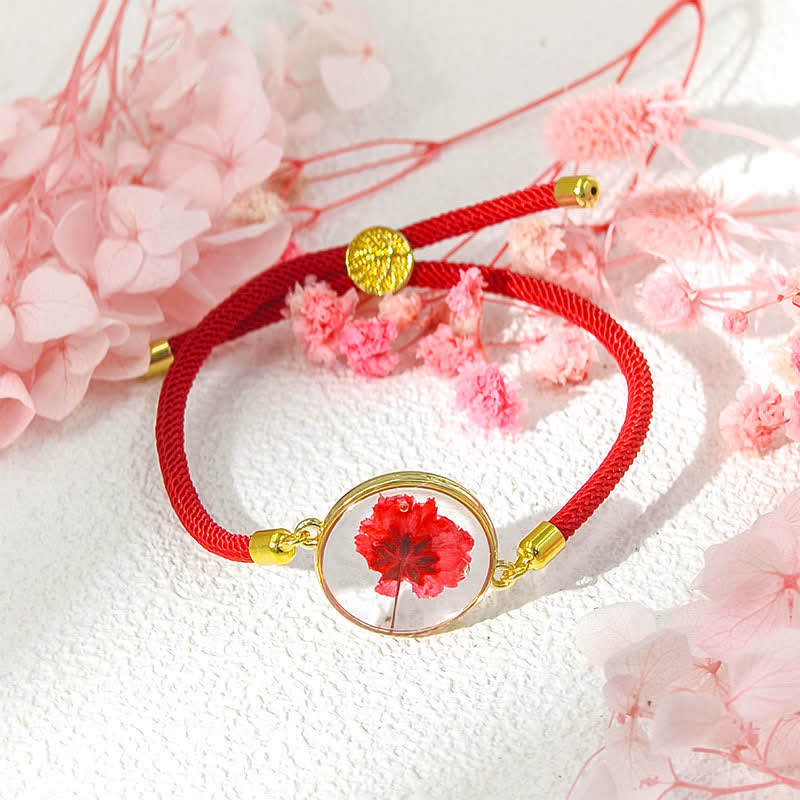 Buddha Stones Pulsera ajustable de cuerda trenzada con flor de nacimiento hecha a mano con resina - Rosa (circunferencia de la muñeca: 17–22 cm) - image 8