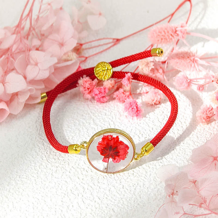 Buddha Stones Pulsera ajustable de cuerda trenzada con flor de nacimiento hecha a mano con resina - Rosa (circunferencia de la muñeca: 17–22 cm) - image 8