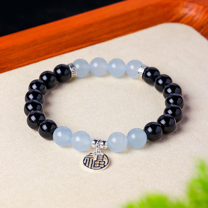 Buddha Stones Pulsera de cuentas con el personaje Fu de ónix negro para la buena suerte - image 14