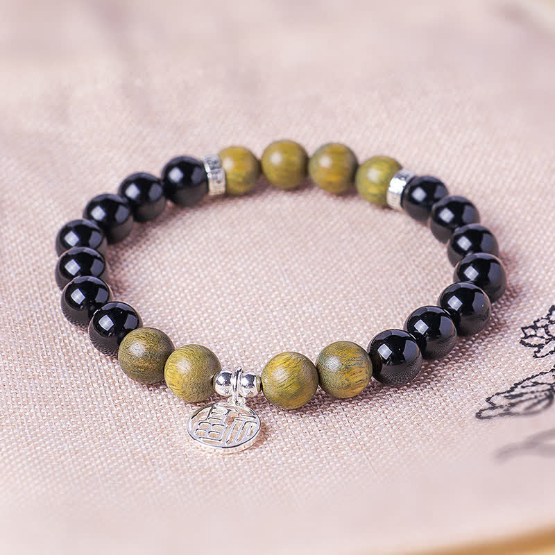 Buddha Stones Pulsera de cuentas con el personaje Fu de ónix negro para la buena suerte - image 17