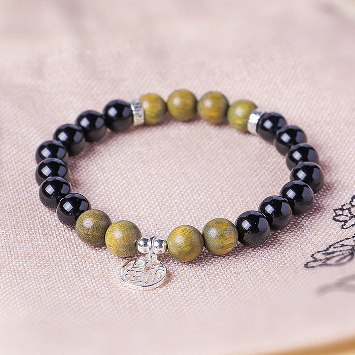 Buddha Stones Pulsera de cuentas con el personaje Fu de ónix negro para la buena suerte - image 17