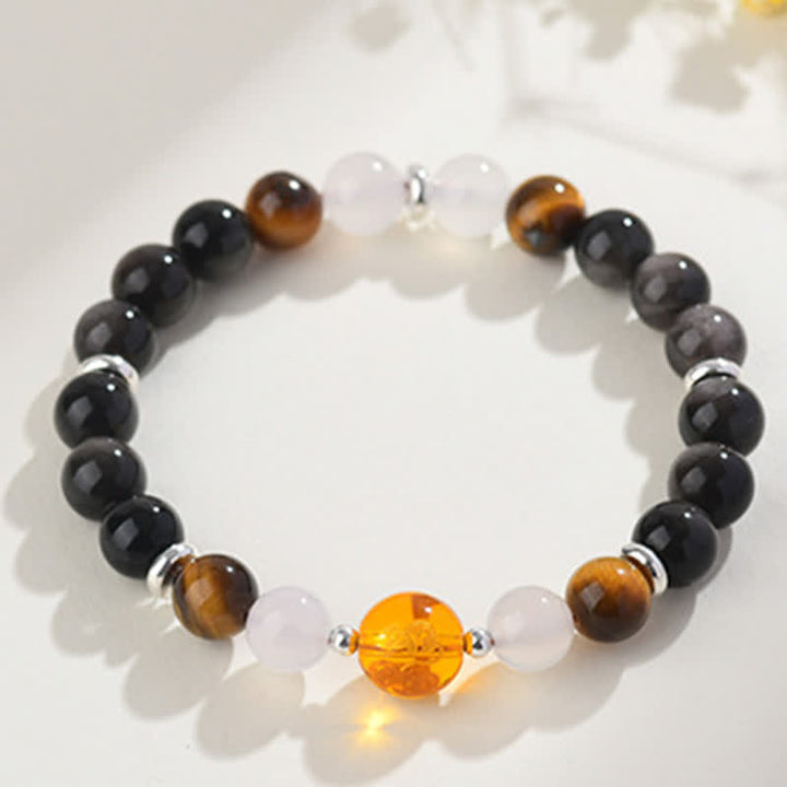 Buddha Stones Pulsera de protección del zodíaco chino con cristales naturales y brillo plateado - image 2