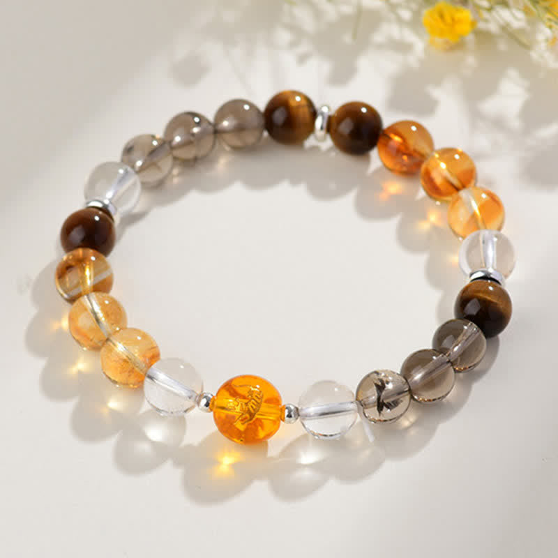 Buddha Stones Pulsera de protección del zodíaco chino con cristales naturales y brillo plateado - image 25