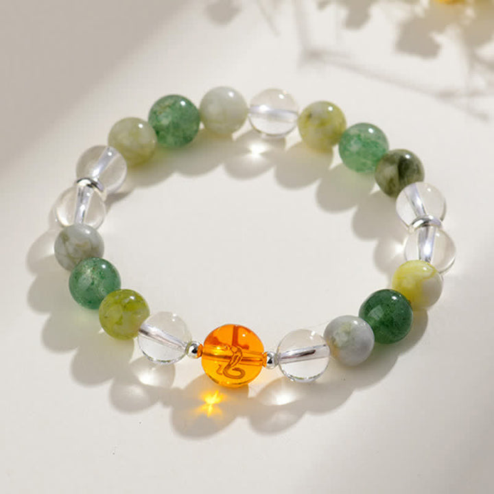 Buddha Stones Pulsera de protección del zodíaco chino con cristales naturales y brillo plateado - image 33