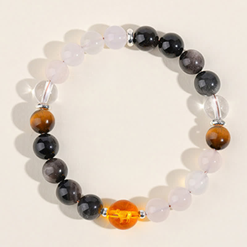Buddha Stones Pulsera de protección del zodíaco chino con cristales naturales y brillo plateado - image 4