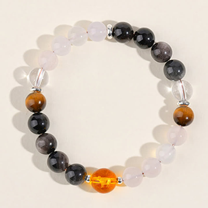 Buddha Stones Pulsera de protección del zodíaco chino con cristales naturales y brillo plateado - image 4