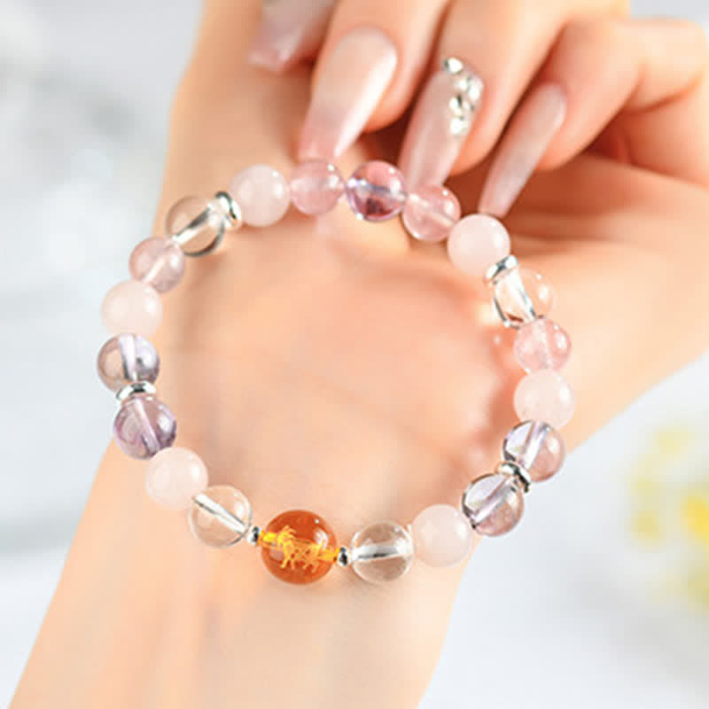 Buddha Stones Pulsera de protección del zodíaco chino con cristales naturales y brillo plateado - Cabra (circunferencia de la muñeca: 15-16 cm) - image 18