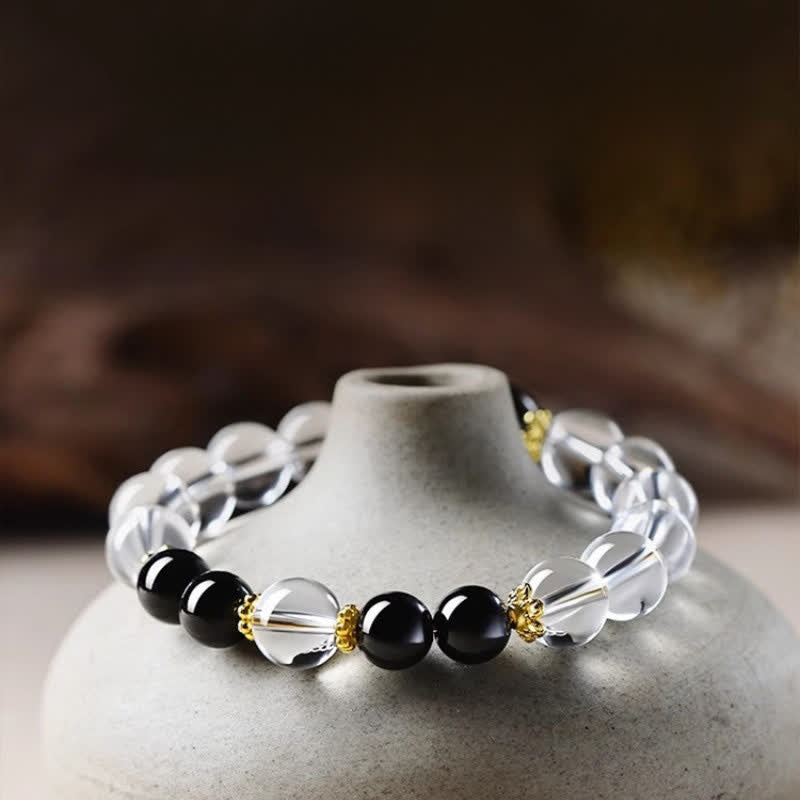 Buddha Stones Pulsera curativa de cuentas de cuarzo transparente natural - image 3
