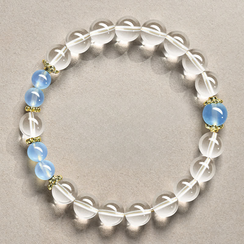 Buddha Stones Pulsera curativa de cuentas de cuarzo transparente natural - Aguamarina de cuarzo transparente de 8 mm (circunferencia de la muñeca: 15-16 cm) - image 7