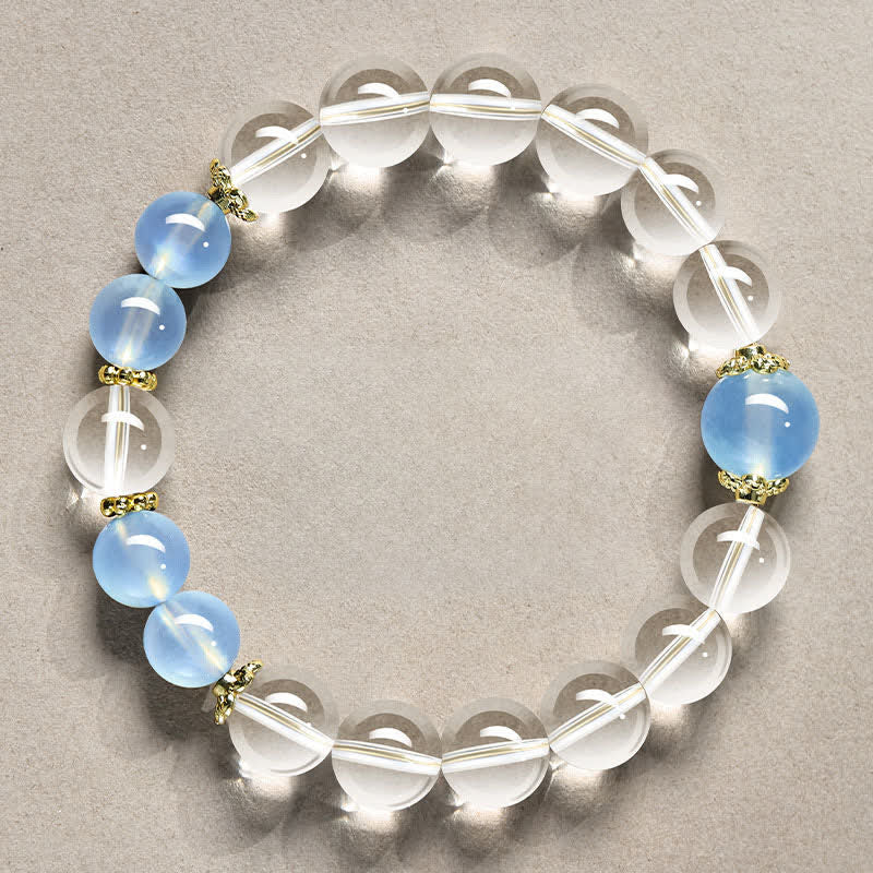 Buddha Stones Pulsera curativa de cuentas de cuarzo transparente natural - Aguamarina de cuarzo transparente de 10 mm (circunferencia de la muñeca: 16-17 cm) - image 8
