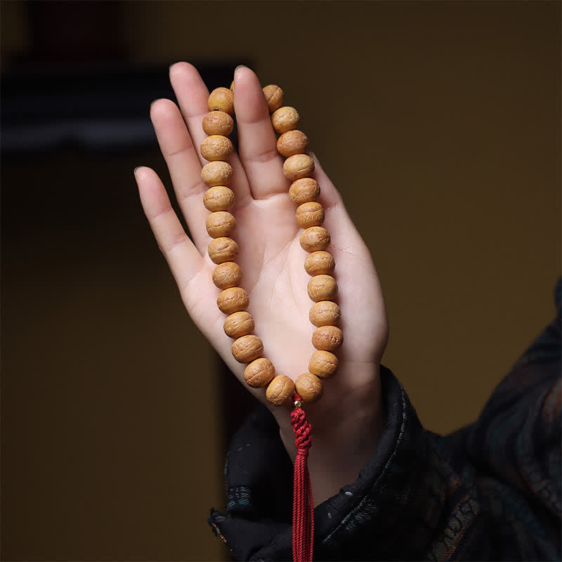Buddha Stones Mala de muñeca tibetana con borla grabada y diseño del Ojo de Fénix y la Sabiduría Bodhi - image 4