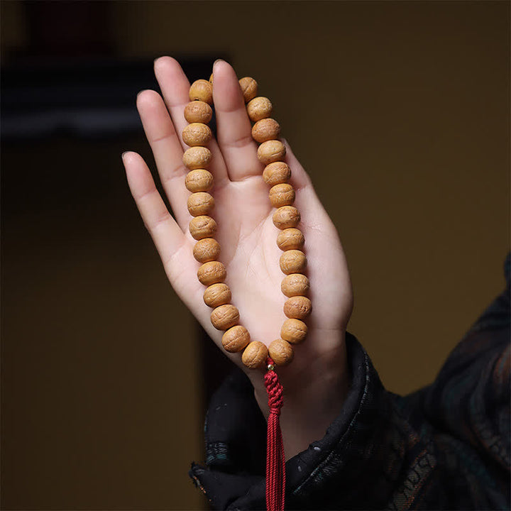Buddha Stones Mala de muñeca tibetana con borla grabada y diseño del Ojo de Fénix y la Sabiduría Bodhi - image 4