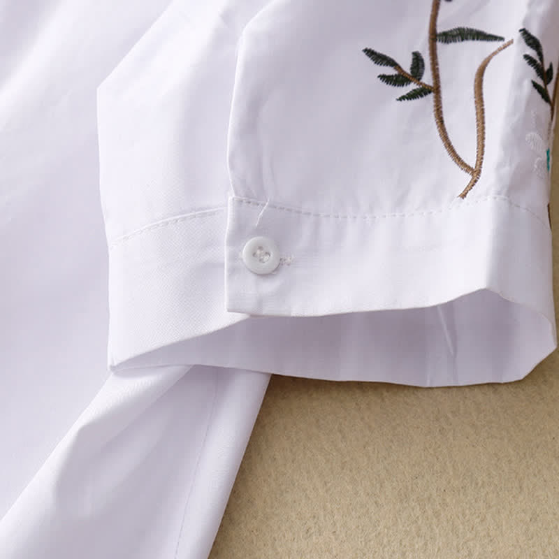 Buddha Stones Camisa de manga corta para mujer estilo boho con bordado floral, ideal para primavera y verano. - image 10