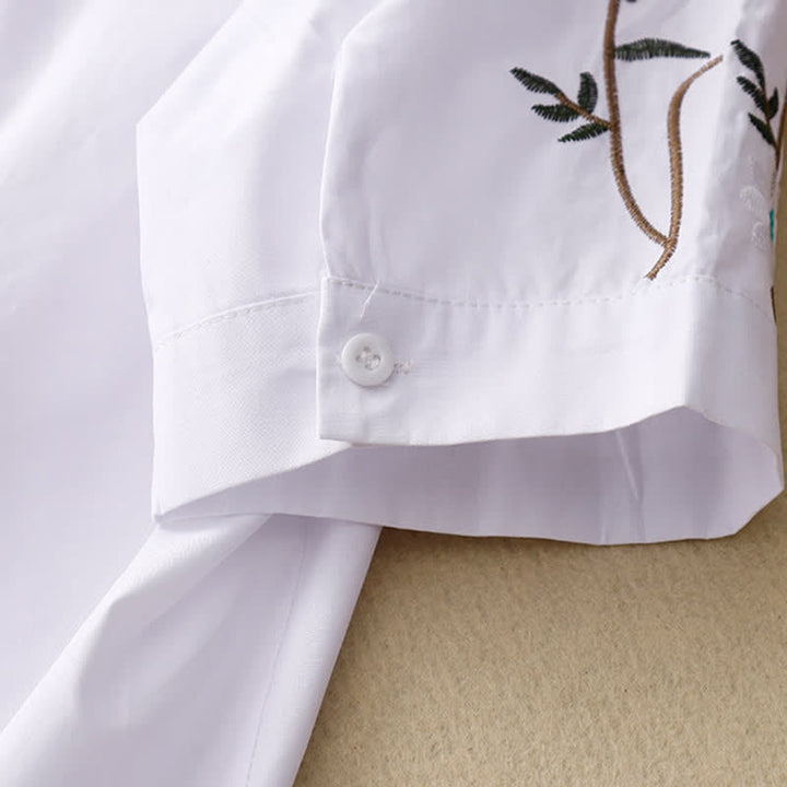 Buddha Stones Camisa de manga corta para mujer estilo boho con bordado floral, ideal para primavera y verano. - image 10