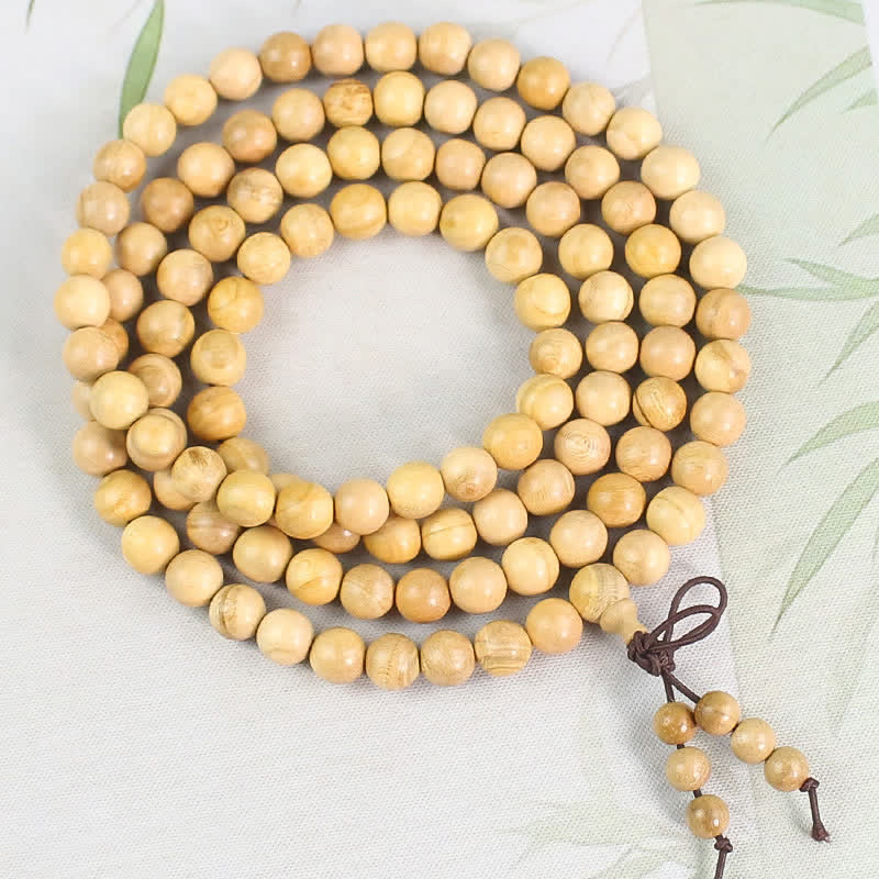 Buddha Stones Mala de 108 cuentas anudadas, pulida a mano, de madera de durazno, riqueza. - 8 mm - Nueva artesanía - Madera de durazno (Protección♥Purificación) - image 3