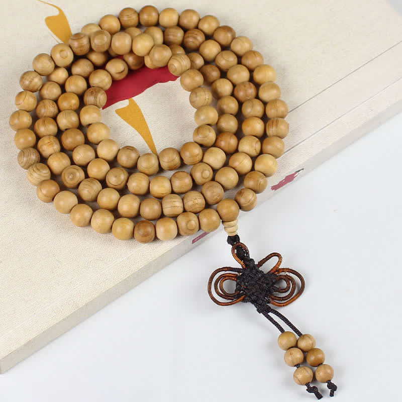 Buddha Stones Mala de 108 cuentas anudadas, pulida a mano, de madera de durazno, riqueza. - 10 mm - Normal - Madera de durazno (Protección♥Purificación) - image 2