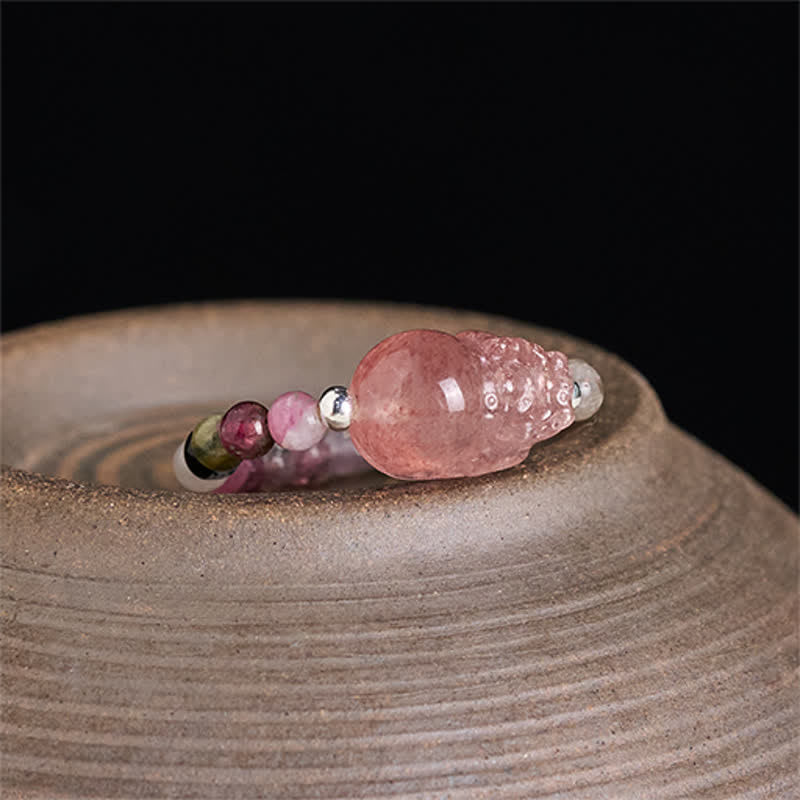 Buddha Stones Anillo elástico curativo PiXiu con minicuentas de 3 mm, piedra lunar natural, turmalina, granate, perla y cuarzo fresa. - image 17