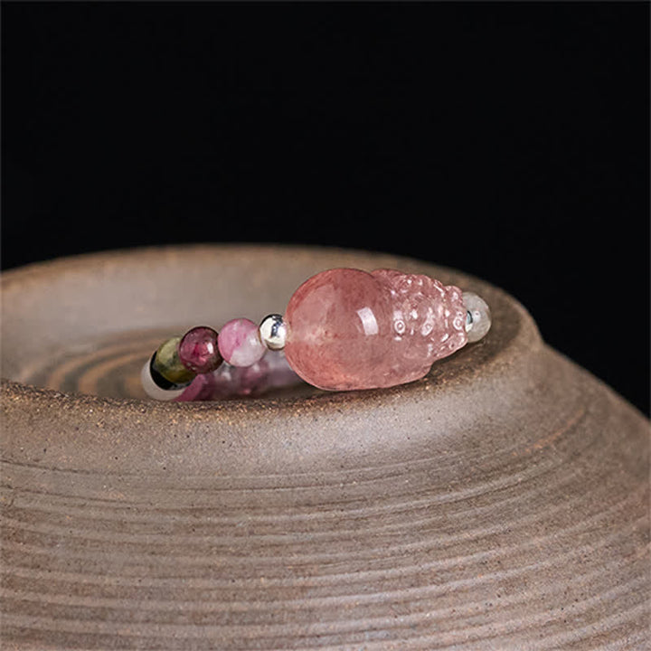 Buddha Stones Anillo elástico curativo PiXiu con minicuentas de 3 mm, piedra lunar natural, turmalina, granate, perla y cuarzo fresa. - image 17